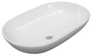 Lavabo da appoggio ovale in ceramica L 58.5 x H 18 x P 38 cm bianco lucido piletta non inclusa