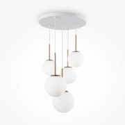 Maytoni Lampada a sospensione moderna in metallo con 5 pendenti in vetro rotondi Basic Form - 40W BIANCO ORO