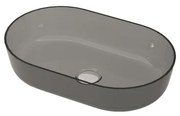 Lavabo da appoggio ovale in solid surface L 54 x P 34 x H 12 cm grigio