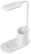 Lampada da tavolo LED LED/3W/5V con caricatore wireless bianco
