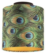 Plafoniera con paralume in velluto pavone con oro 20 cm - Combi nero