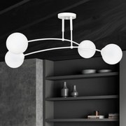 Lampadario a Sospensione in Acciaio e Vetro PREGOS 4 Nero/Bianco 4xE14