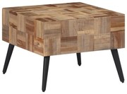 Tavolino Da Salotto Grigio 55x55x40cm Massello Teak Di Recupero /