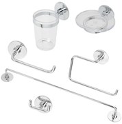 Set accessori a muro 6 pezzi in acciaio cromato e viti incluse Idea