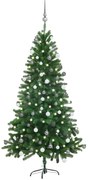 Albero di Natale Preilluminato con Palline Verde, Albero di Natale Preilluminato con Palline Verde 150 cm IV