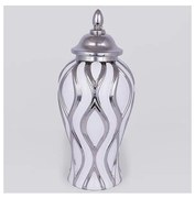 Vaso in ceramica 35x18,5 cm argento/bianco