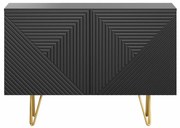 Credenza design nero e metallo dorato 2 ante L107 cm OZEN