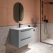 Mobile da bagno sotto lavabo Mia grigio laccato opaco L 80 x H 55 x P 39.5 cm 2 cassetti, lavabo posizionabile centralmente non incluso