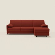 Primula divano letto angolare con materasso H18 cm - penisola contenitore in tessuto smacchiabile T05 rosso