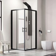 Kamalu - cabina doccia 140x80 cm telaio nero vetro trasparente modello kf1000b