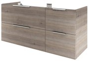 Mobile da bagno sotto lavabo SENSEA Neo grigio / argento lucido L 135 x H 64 x P 48 cm 4 cassetti, lavabo non incluso