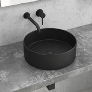 Lavabo da appoggio rotondo in ceramica nero opaco 35cm | Litos-0006B - KAMALU