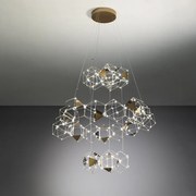 Lampadario A Sospensioni Moderno Lucciola Pro Metallo Cromato Nero Led 3 Livelli