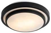 Plafoniera moderna nera con bianco, 35 cm IP44 - Walden