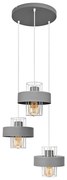 Lampadario a sospensione con filo VOLTA 3xE27/15W/230V diametro 42 cm grigio