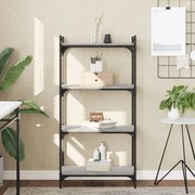 Libreria 4 ripiani grigio sonoma 60x30x120cm legno multistrato