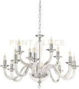 Lampadario ravel 12 luci attacco e14 cristallo e cromo d.82cm