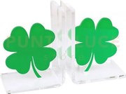 Reggilibro quadrifoglio in cristallo acrilico trasparente e verde