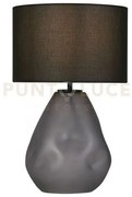 Lampada da tavolo devon 1lt, vetro perforato nero con lino nero