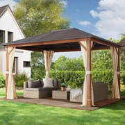 TOOLPORT Gazebo da giardino Forest Superior crema, 3x4 m look rovere - (300183)