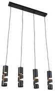 Moderne hanglamp zwart 4-lichts - Stream