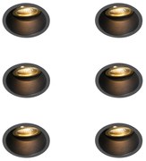 Set di 6 faretti da incasso moderni neri con oro orientabili e inclinabili - Alloy