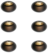 Set di 6 faretti da incasso moderni neri con oro orientabili e inclinabili - Alloy