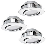 Faretto Ad Incasso Contemporaneo Pineda Policarbonato Cromo 3 Luci Led 4,9W