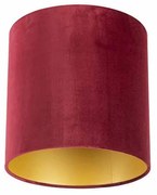 Paralume in velluto rosso 25/25/25 con interno dorato