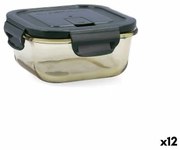 Porta pranzo Ermetico Bidasoa Infinity Quadrato 520 ml Giallo Vetro (12 Unità)