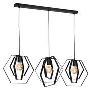 Lampadario su filo  HEXAGON 3xE27/60W/230V nero