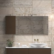 Kamalu - specchio bagno 155cm pensile contenitore a sinistra | sp-155s