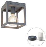 Lampada da soffitto intelligente industriale grigio scuro incl. Wifi G95 - Cage