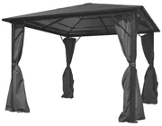 Gazebo Con Tenda Antracite İn Alluminio 300x300 Cm /