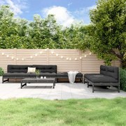 Set salotto da giardino 6 pz grigio in legno massello di pino