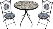 COIMBRA - set due sedie pieghevoli e tavolo rotondo con decori