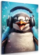 Stampa su tela – Pinguino con cuffie
