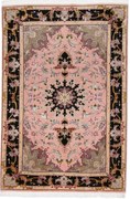 Tabriz Tappeto 100x150 Nero (Iran) Annodato A Mano