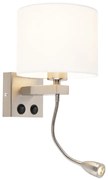 Lampada da parete moderna in acciaio con paralume bianco - Brescia