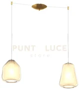 Sospensione ottone sat. 2 luci spostabile vetri beta + gamma ambra ...