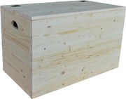 Cassapanca pouf contenitore in legno massello NATURALE cm 78