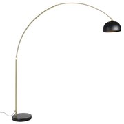 Lampada da terra ad arco moderna in ottone con base in marmo e paralume nero 32,5 cm - XXL