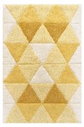 Tappeto Bagno Moderno "Triangoli" in Cotone Ocra con Effetto Scolpito e Antiscivolo