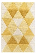 Tappeto Bagno Moderno "Triangoli" in Cotone Ocra con Effetto Scolpito e Antiscivolo