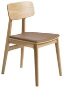 Sedia da pranzo in similpelle in colore marrone cognac-naturale Livo - Unique Furniture