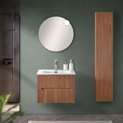 Mobile bagno sospeso cannettato 60 cm noce canaletto con specchio   Bali