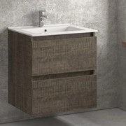 Kamalu - mobile bagno sospeso 60 cm con lavabo integrato e 2 cassetti tod-60l