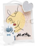 Porta foto bibina decorato bianco in ferro e polimetilmetacrilato p...
