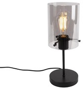 Lampada da tavolo di design nera con vetro fumé su piedistallo - Dome