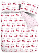 Set copripiumino e federa bianco e rosa per letto singolo 135x200 cm Cherries and Bows – Catherine Lansfield